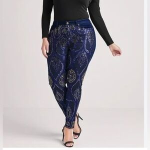 VENUS HOT Blue and Black Sequin Skinny Jeans NWOT 💙🪩